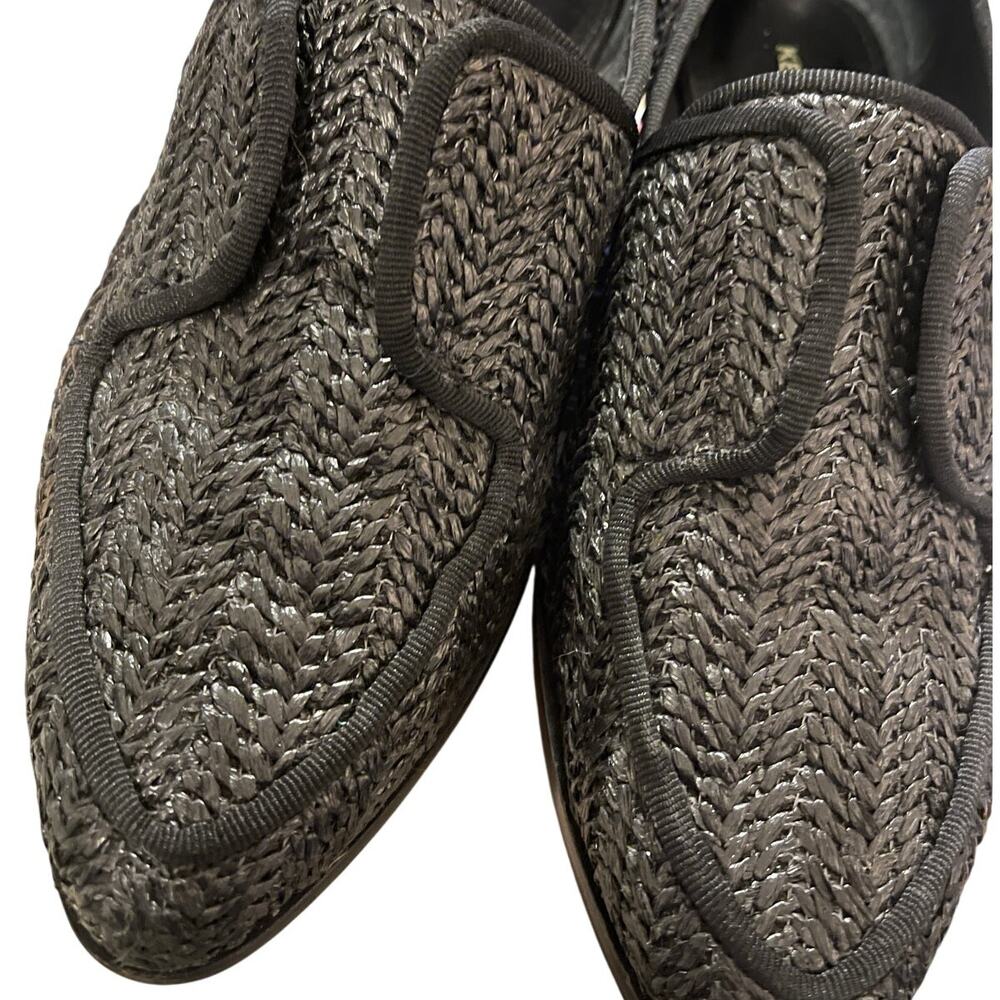 KELSI DAGGER Womans 6 Stanton Woven Straw Loafers Pointed Toe Slip On Black Gray - Picture 6 of 10